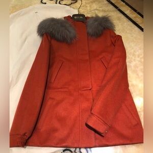 Loro Piana Icery Fur-Trimmed Cashmere Coat New